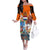 Dutch Lion Design Family Matching Off The Shoulder Long Sleeve Dress and Hawaiian Shirt with Tulips Windmills Bicycles and Coat of Arms