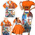 Dutch Lion Design Family Matching Short Sleeve Bodycon Dress and Hawaiian Shirt with Tulips Windmills Bicycles and Coat of Arms