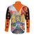 Dutch Lion Design Family Matching Short Sleeve Bodycon Dress and Hawaiian Shirt with Tulips Windmills Bicycles and Coat of Arms