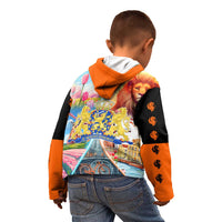 Dutch Lion Design Kid Hoodie with Tulips Windmills Bicycles and Coat of Arms