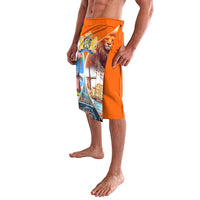 Dutch Lion Design Lavalava with Tulips Windmills Bicycles and Coat of Arms