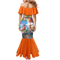 Dutch Lion Design Mermaid Dress with Tulips Windmills Bicycles and Coat of Arms