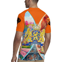 Dutch Lion Design Rugby Jersey with Tulips Windmills Bicycles and Coat of Arms