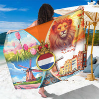 Dutch Lion Design Sarong with Tulips Windmills Bicycles and Coat of Arms