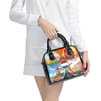 Dutch Lion Design Shoulder Handbag with Tulips Windmills Bicycles and Coat of Arms