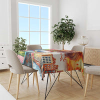 Dutch Lion Design Tablecloth with Tulips Windmills Bicycles and Coat of Arms