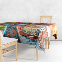 Dutch Lion Design Tablecloth with Tulips Windmills Bicycles and Coat of Arms