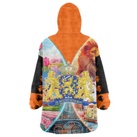 Dutch Lion Design Wearable Blanket Hoodie with Tulips Windmills Bicycles and Coat of Arms