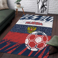 Russia Athletics Area Rug with Soccer Ball, National Emblem, and Grunge Flag Design