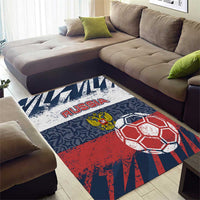 Russia Athletics Area Rug with Soccer Ball, National Emblem, and Grunge Flag Design