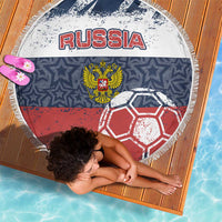 Russia Athletics Beach Blanket with Soccer Ball, National Emblem, and Grunge Flag Design