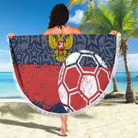 Russia Athletics Beach Blanket with Soccer Ball, National Emblem, and Grunge Flag Design