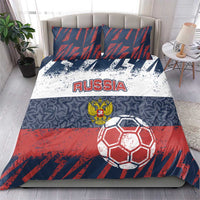Russia Athletics Bedding Set with Soccer Ball, National Emblem, and Grunge Flag Design