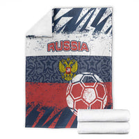 Russia Athletics Blanket with Soccer Ball, National Emblem, and Grunge Flag Design