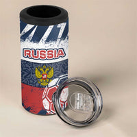 Russia Athletics 4 in 1 Can Cooler Tumbler with Soccer Ball, National Emblem, and Grunge Flag Design