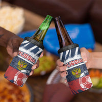 Russia Athletics 4 in 1 Can Cooler Tumbler with Soccer Ball, National Emblem, and Grunge Flag Design