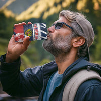 Russia Athletics 4 in 1 Can Cooler Tumbler with Soccer Ball, National Emblem, and Grunge Flag Design