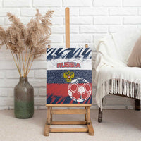 Russia Athletics Canvas Wall Art with Soccer Ball, National Emblem, and Grunge Flag Design