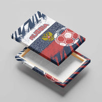Russia Athletics Canvas Wall Art with Soccer Ball, National Emblem, and Grunge Flag Design