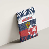 Russia Athletics Canvas Wall Art with Soccer Ball, National Emblem, and Grunge Flag Design