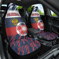 Russia Athletics Car Seat Cover with Soccer Ball, National Emblem, and Grunge Flag Design