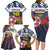 Personalized Russia Athletics Family Matching Long Sleeve Bodycon Dress and Hawaiian Shirt with Soccer Ball, National Emblem, and Grunge Flag Design