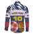 Personalized Russia Athletics Family Matching Long Sleeve Bodycon Dress and Hawaiian Shirt with Soccer Ball, National Emblem, and Grunge Flag Design