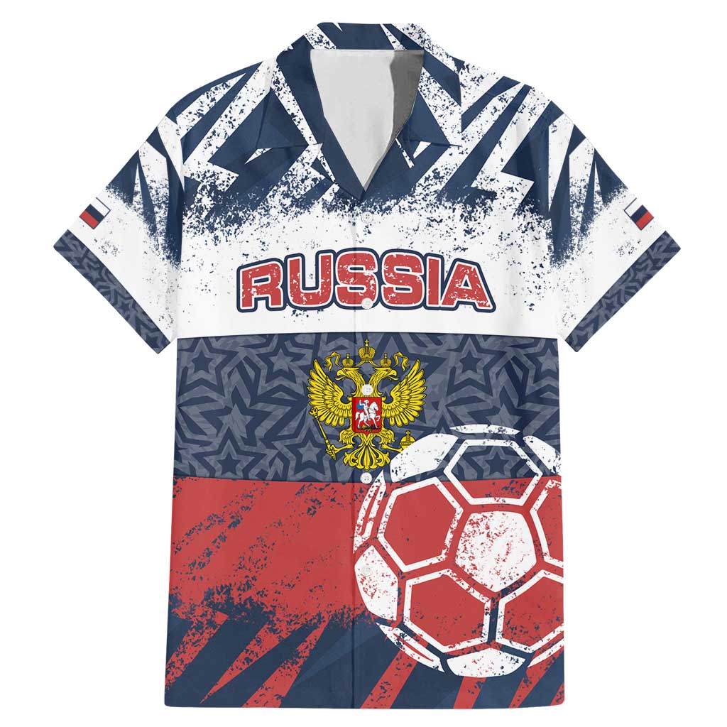 Personalized Russia Athletics Family Matching Mermaid Dress and Hawaiian Shirt with Soccer Ball, National Emblem, and Grunge Flag Design