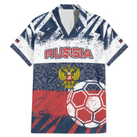 Personalized Russia Athletics Family Matching Mermaid Dress and Hawaiian Shirt with Soccer Ball, National Emblem, and Grunge Flag Design