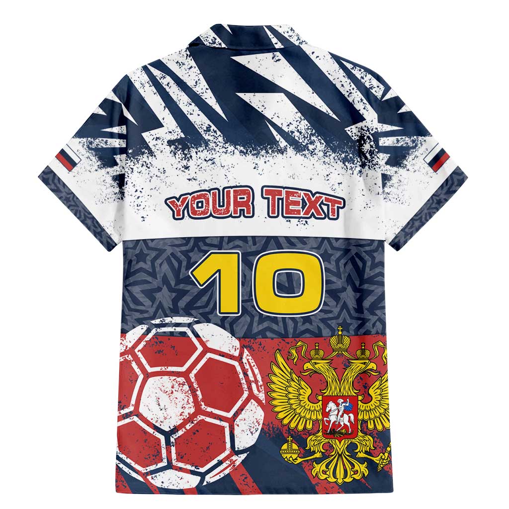 Personalized Russia Athletics Family Matching Mermaid Dress and Hawaiian Shirt with Soccer Ball, National Emblem, and Grunge Flag Design