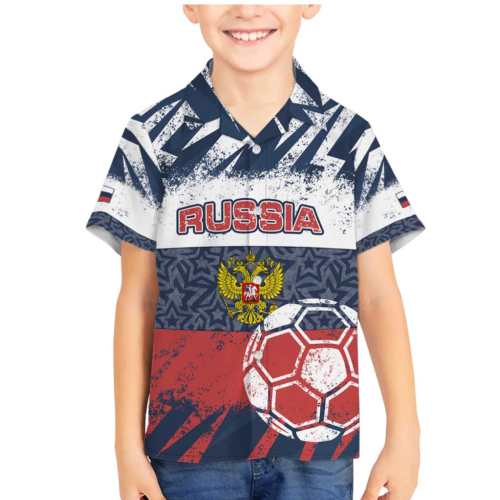Personalized Russia Athletics Family Matching Mermaid Dress and Hawaiian Shirt with Soccer Ball, National Emblem, and Grunge Flag Design