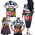 Personalized Russia Athletics Family Matching Off The Shoulder Long Sleeve Dress and Hawaiian Shirt with Soccer Ball, National Emblem, and Grunge Flag Design