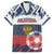 Personalized Russia Athletics Family Matching Off The Shoulder Long Sleeve Dress and Hawaiian Shirt with Soccer Ball, National Emblem, and Grunge Flag Design