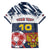 Personalized Russia Athletics Family Matching Off The Shoulder Long Sleeve Dress and Hawaiian Shirt with Soccer Ball, National Emblem, and Grunge Flag Design