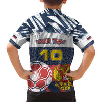 Personalized Russia Athletics Family Matching Off Shoulder Maxi Dress and Hawaiian Shirt with Soccer Ball, National Emblem, and Grunge Flag Design