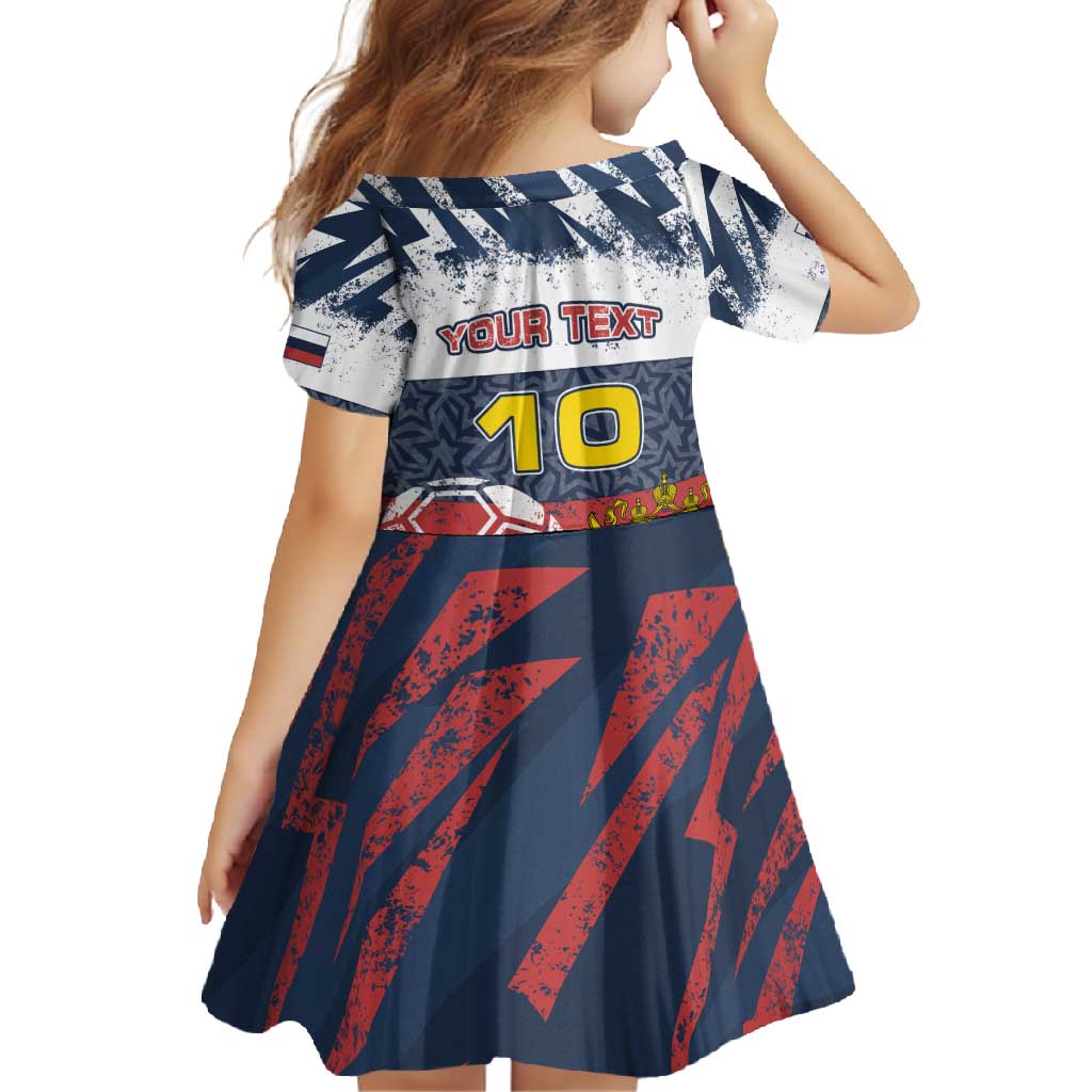 Personalized Russia Athletics Family Matching Off Shoulder Maxi Dress and Hawaiian Shirt with Soccer Ball, National Emblem, and Grunge Flag Design