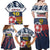 Personalized Russia Athletics Family Matching Off Shoulder Maxi Dress and Hawaiian Shirt with Soccer Ball, National Emblem, and Grunge Flag Design