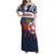 Personalized Russia Athletics Family Matching Off Shoulder Maxi Dress and Hawaiian Shirt with Soccer Ball, National Emblem, and Grunge Flag Design
