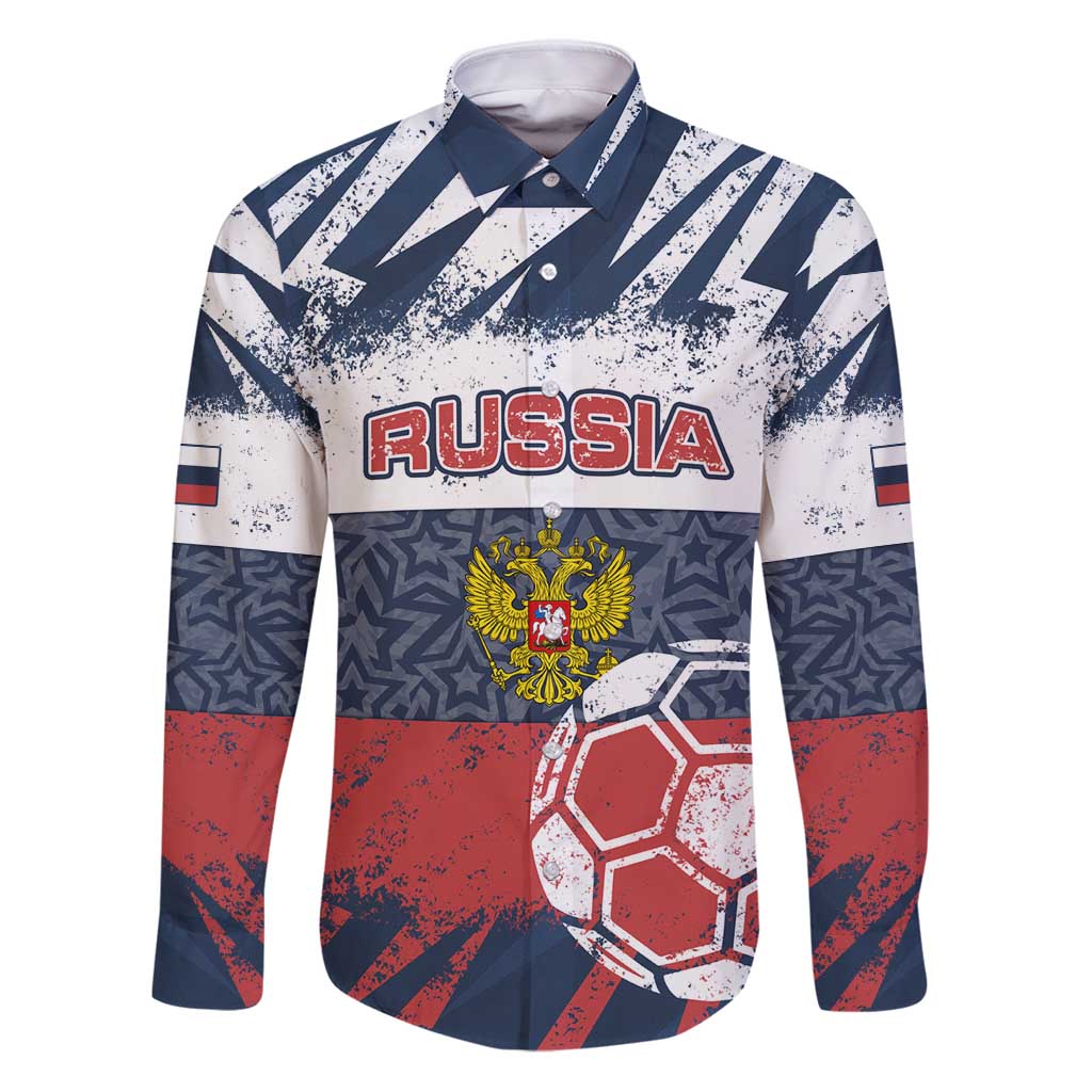 Personalized Russia Athletics Family Matching Puletasi and Hawaiian Shirt with Soccer Ball, National Emblem, and Grunge Flag Design