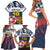 Personalized Russia Athletics Family Matching Short Sleeve Bodycon Dress and Hawaiian Shirt with Soccer Ball, National Emblem, and Grunge Flag Design
