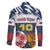Personalized Russia Athletics Family Matching Short Sleeve Bodycon Dress and Hawaiian Shirt with Soccer Ball, National Emblem, and Grunge Flag Design