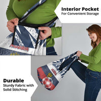 Russia Athletics Grocery Bag with Soccer Ball, National Emblem, and Grunge Flag Design