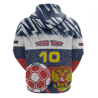 Personalized Russia Athletics Hoodie with Soccer Ball, National Emblem, and Grunge Flag Design