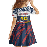 Personalized Russia Athletics Kid Short Sleeve Dress with Soccer Ball, National Emblem, and Grunge Flag Design