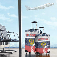 Russia Athletics Luggage Cover with Soccer Ball, National Emblem, and Grunge Flag Design