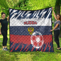 Russia Athletics Quilt with Soccer Ball, National Emblem, and Grunge Flag Design