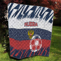 Russia Athletics Quilt with Soccer Ball, National Emblem, and Grunge Flag Design
