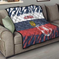 Russia Athletics Quilt with Soccer Ball, National Emblem, and Grunge Flag Design