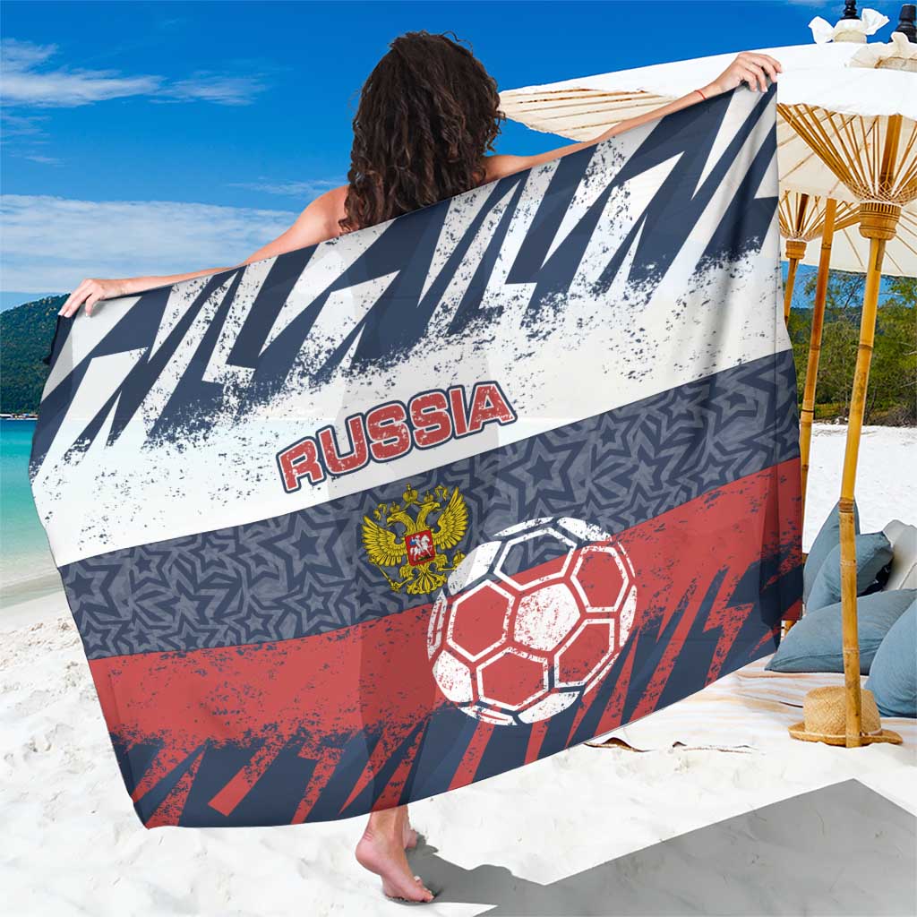 Russia Athletics Sarong with Soccer Ball, National Emblem, and Grunge Flag Design