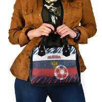 Russia Athletics Shoulder Handbag with Soccer Ball, National Emblem, and Grunge Flag Design